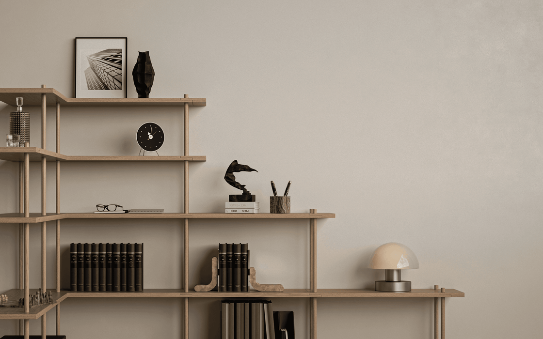 Bond 20 Modular Shelving System - Fogia Bond Shelving system free standing corner 30 cm Lacquered oak lifestyle 02