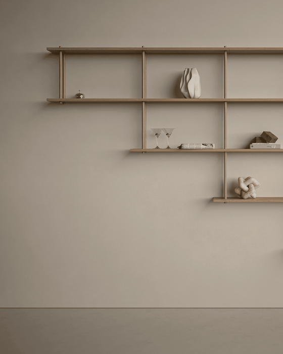 Bond 20 Modular Shelving System - Fogia Bond Shelving system wall hanged 20 cm Lacquerd oak lifestyle 02