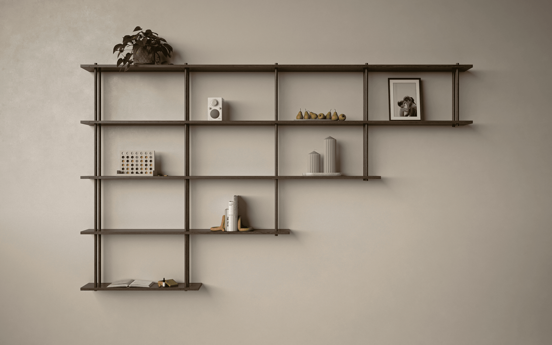 Bond 20 Shelf - Fogia Bond Shelving system wall hanged 20 cm Smoked oak lifestyle 01