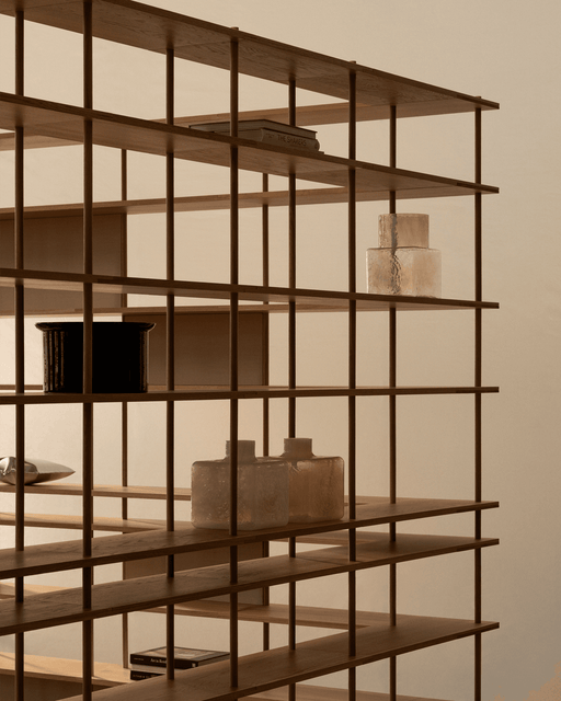 Bond 20 Modular Shelving System - Fogia Bond shelving system lifestyle image corner version 01