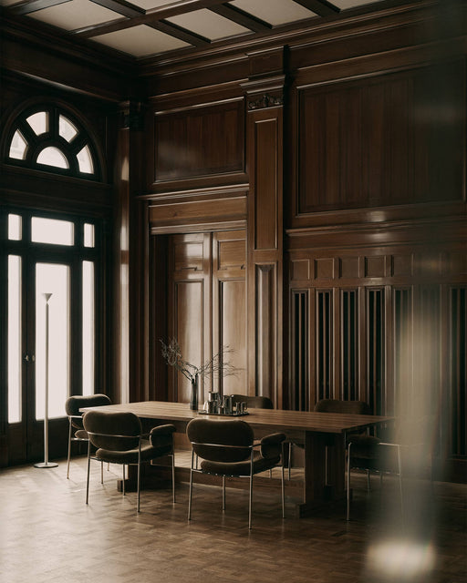 Grande Table 245 - Fogia Lifestyle Bollo Dining Chair in Regent Nutmeg and polished steel 01.png