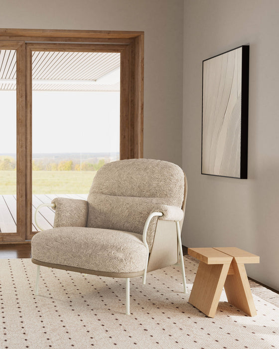 Lyra Lounge Chair - Fogia Lyra Lounge Chair Sheepskin Mohawi RAL1013 CylindoStudio 01