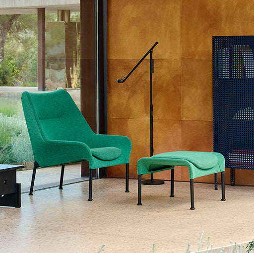 O2 Lounge Chair Black powder coated steel 4 leg base Felt glider - HAY