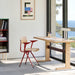 Passerelle Desk Water-based lacquered oak frame Burgundy red powder coated crossbar Adjustable gliders - HAY