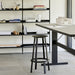 Passerelle High Table Water-based lacquered oak frame Ink black powder coated crossbar Adjustable gliders - HAY