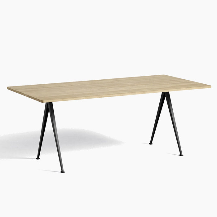 Pyramid 02 Table Beige powder coated steel frame - HAY