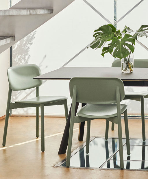 Soft Edge60 Dusty green water-based lacquered solid oak 4 leg base Standard glider - HAY