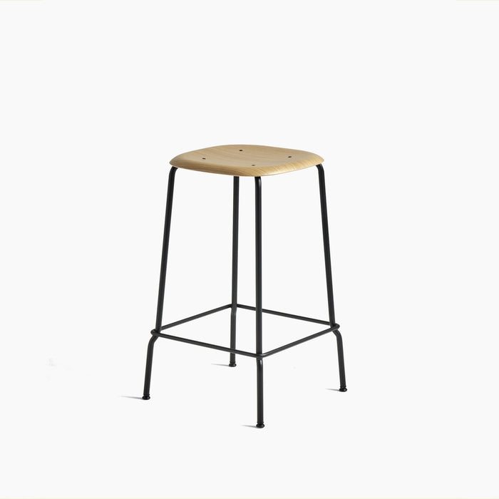 Soft Edge80 Soft grey powder coated steel 4 leg base H75 Standard glider - HAY