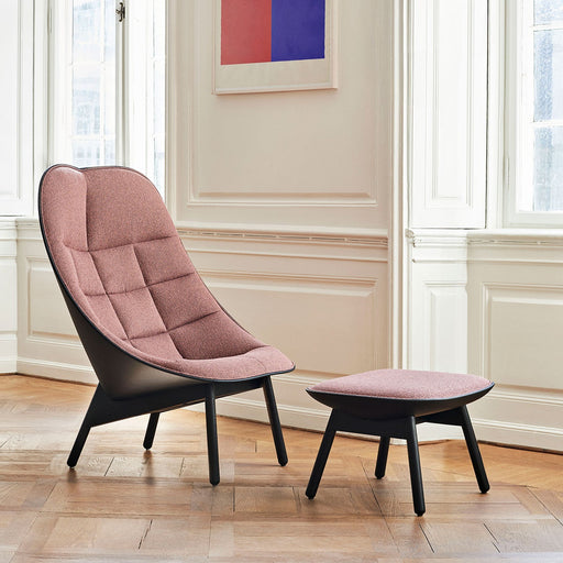 Uchiwa Ottoman Water-based lacquered oak base - HAY