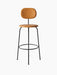 Front view of the Afteroom Bar Chair Plus, fully upholstered in tan leather with a slender, black powder-coated steel frame.