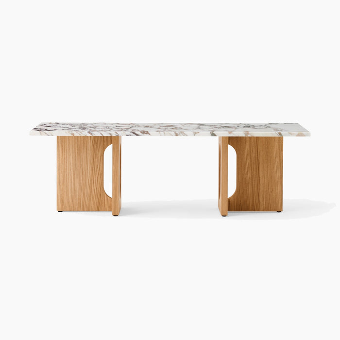Androgyne Lounge Table, Wood base - Natural Oak | Calacatta Viola