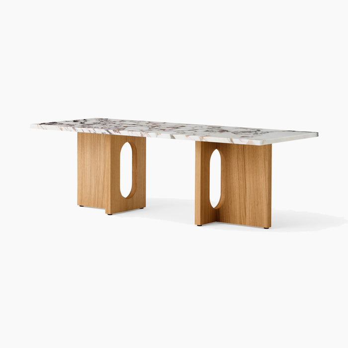 Androgyne Lounge Table, Wood base - Natural Oak | Calacatta Viola