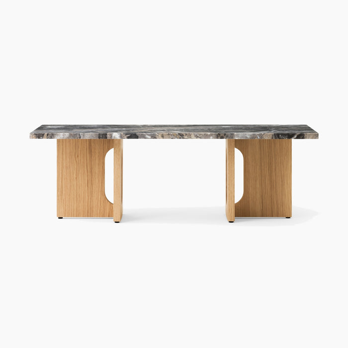 Androgyne Lounge Table, Wood base - Natural Oak | Grey Galaxy Marble
