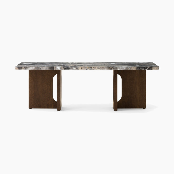 Androgyne Lounge Table, Wood base - Dark Stained Oak | Grey Galaxy Marble
