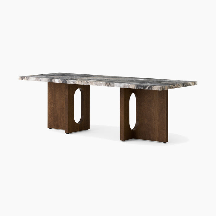 Androgyne Lounge Table, Wood base - Dark Stained Oak | Grey Galaxy Marble