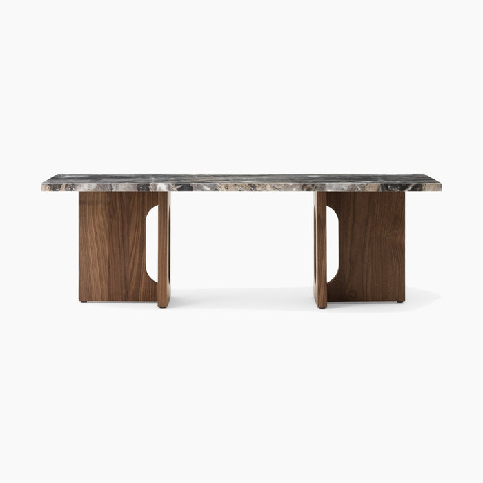 Androgyne Lounge Table, Wood base - Walnut | Grey Galaxy Marble