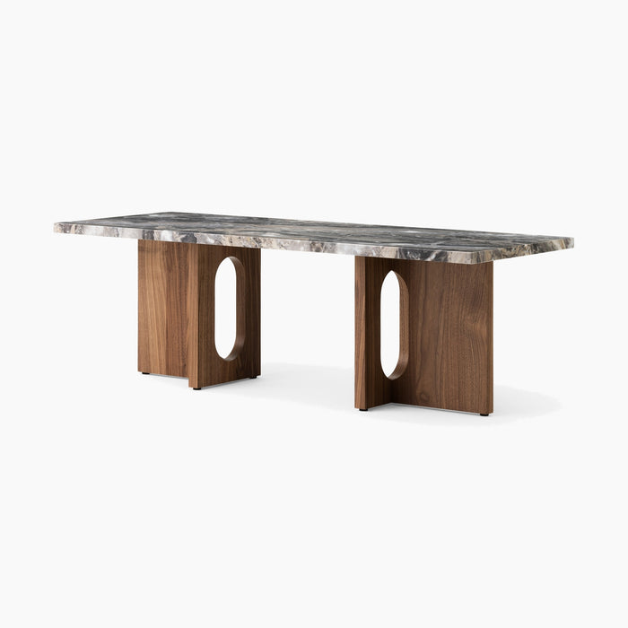 Androgyne Lounge Table, Wood base - Walnut | Grey Galaxy Marble
