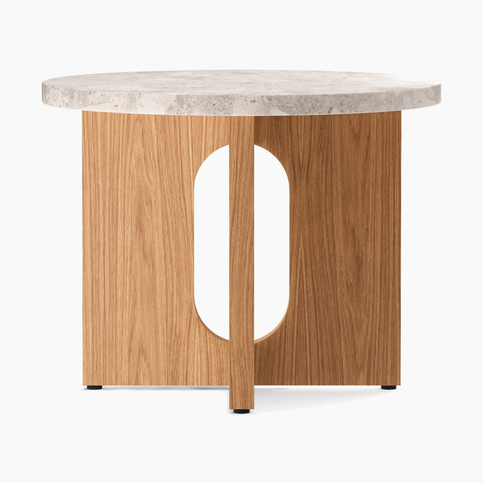 Androgyne Side Table, Ø50 - Natural Oak | Kunis Breccia