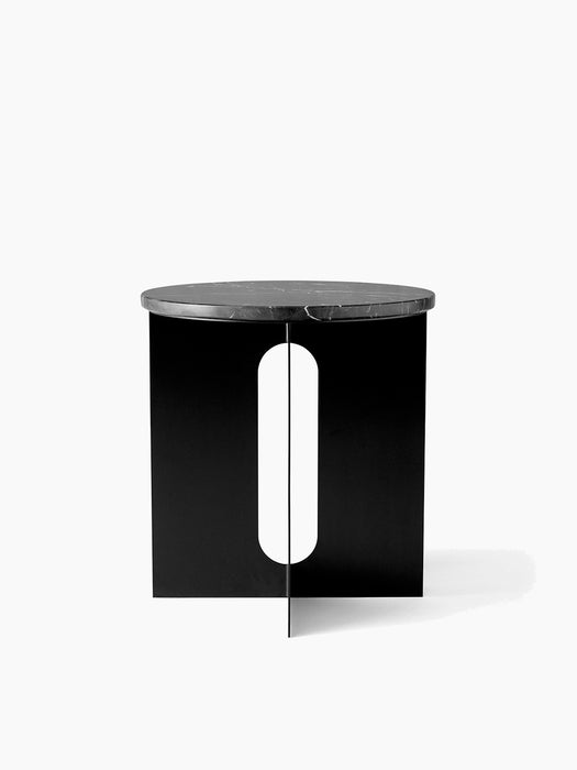 Androgyne Side Table, Table Top Ø42 - Nero Marquina Marble