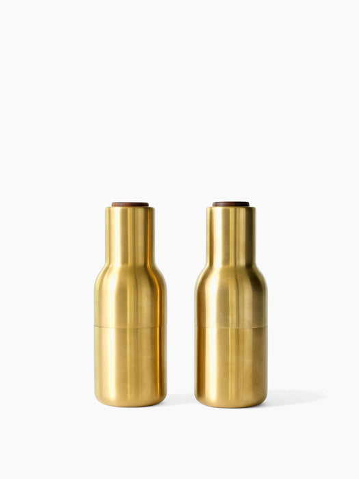 Bottle Grinder, 2 pcs. - Brushed Brass - Walnut Lid