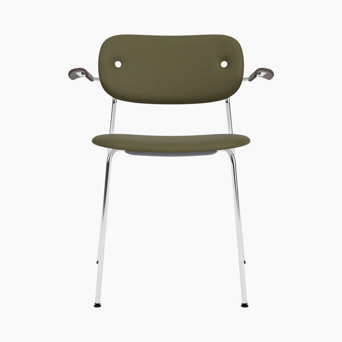 Co Dining Chair, fully upholstered with armrest, Chrome - Dark Stained Oak | Sierra 0441