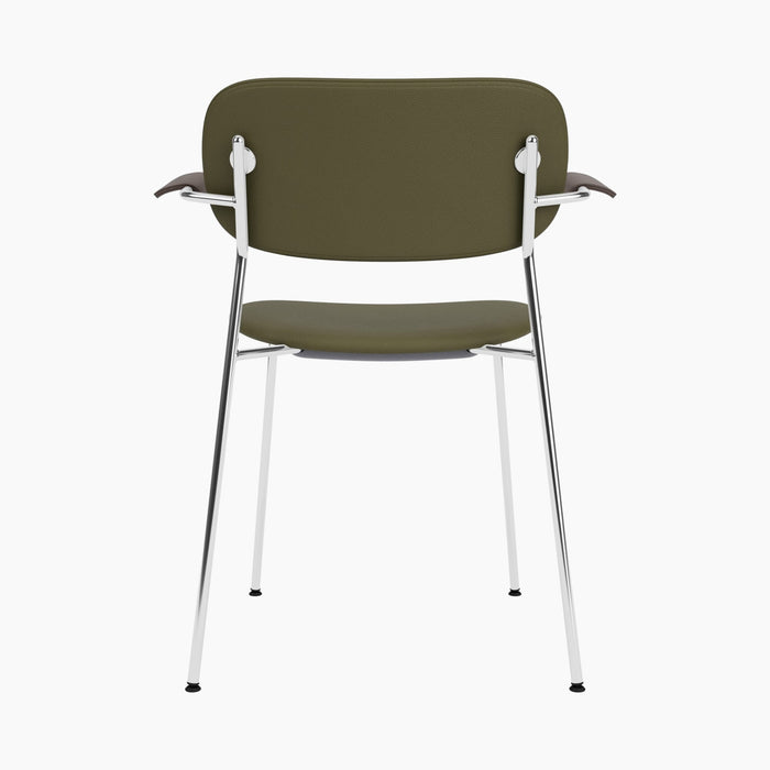 Co Dining Chair, fully upholstered with armrest, Chrome - Dark Stained Oak | Sierra 0441