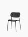 Co Dining Chair fully upholstered in black leather, with a slim black steel frame. Shown at an angle on a plain background.