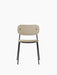 Front view of the Co Dining Chair, fully upholstered in a beige bouclé fabric with a slender black steel frame.