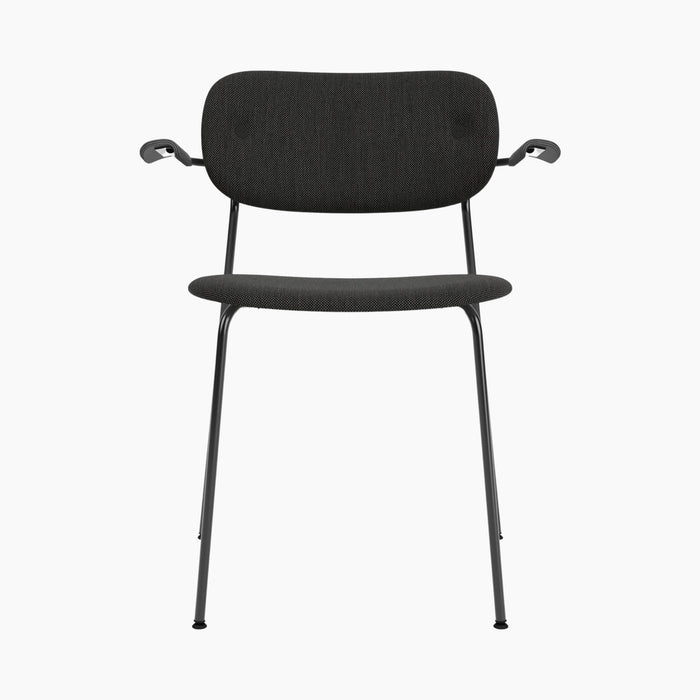 Co Dining Chair, fully upholstered with armrest, Black - Black Oak | Re-wool 0198
