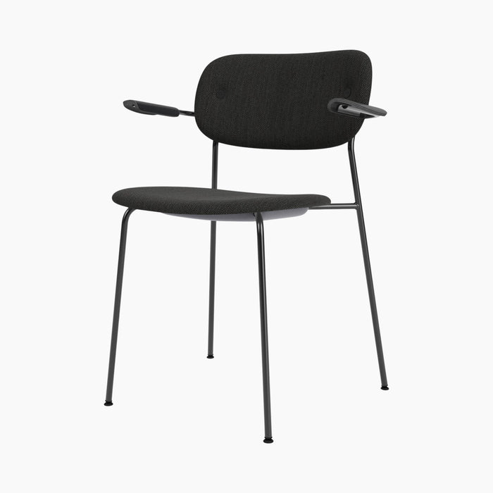 Co Dining Chair, fully upholstered with armrest, Black - Black Oak | Re-wool 0198