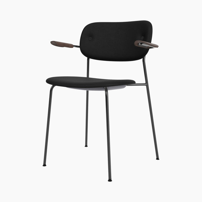 Co Dining Chair, fully upholstered with armrest, Black - Dark Stained Oak | Sierra 1001