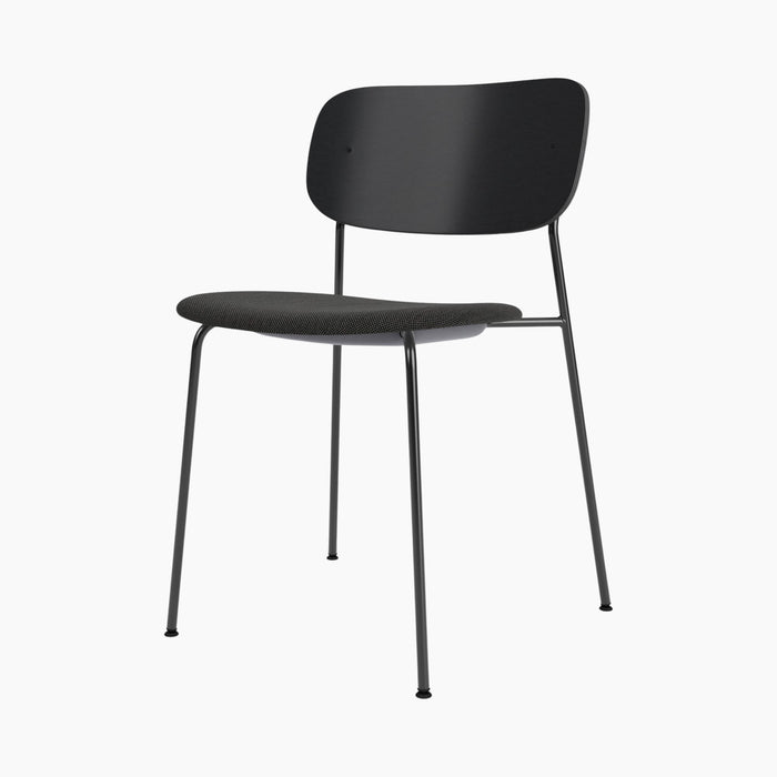Co Dining Chair, upholstered seat, Black Frame - Re-wool 0198
