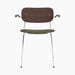 Co Dining Chair, upholstered seat with armrest, Chrome - Dark Stained Oak | Sierra 0441