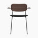 Co Dining Chair, upholstered seat with armrest, Black Frame - Dark Stained Oak | Sierra 1001