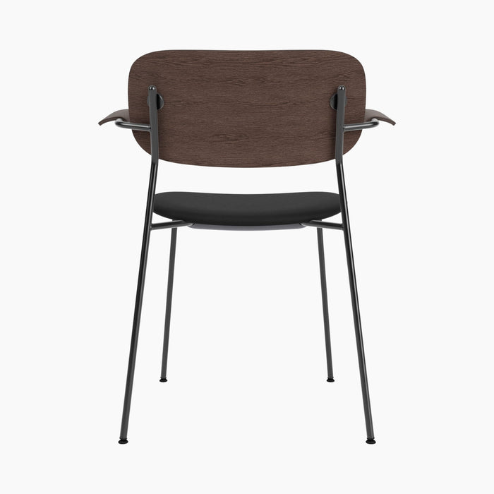 Co Dining Chair, upholstered seat with armrest, Black Frame - Dark Stained Oak | Sierra 1001