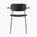 Co Dining Chair, upholstered seat with armrest, Black Frame - Black Oak | Re-wool 0198