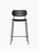 Co Counter Chair, Fully Upholstered, with a black Dakar leather seat and backrest and a slender black steel frame.
