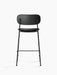 Back view of the Co Counter Chair, fully upholstered in black Dakar leather with a slender, black powder-coated steel frame