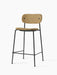 Angled view of the Co Counter Chair, upholstered in textured light brown bouclé with a slender black steel frame.