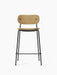 Front view of the Co Counter Chair, Fully Upholstered, with a black steel frame and light brown Audo Bouclé 06 upholstery.