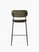Back view of the Co Counter Chair, Fully Upholstered, with a black steel frame and moss green upholstery.