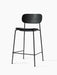 Co Counter Chair, Seat Upholstered, with a black oak backrest, black seat, and slender black steel frame.