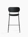 Back view of the Co Counter Chair with an upholstered seat, showing the black oak backrest and slender black steel frame.