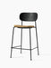 Co Counter Chair, Seat Upholstered, with a black oak backrest, brown bouclé seat, and slender black steel frame.
