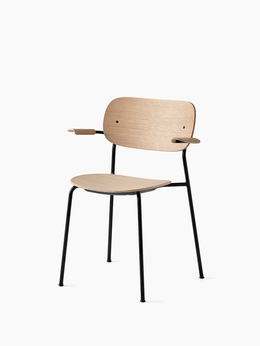 Co Dining Chair, with armrest, Black, Veneer - Natural Oak