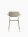 Front view of the Co Dining Chair, Outdoor with armrests in an ivory finish featuring a slim frame, seat and curved backrest.