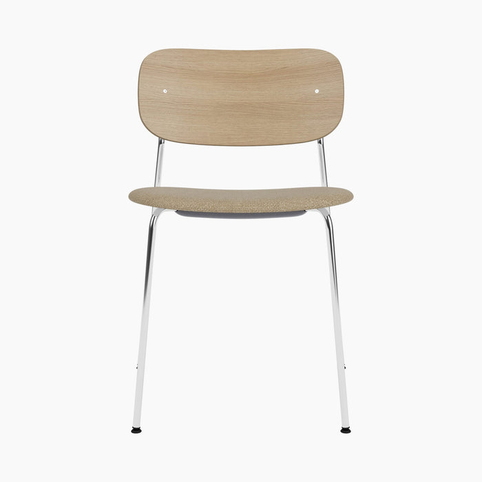 Co Dining Chair, upholstered seat, Chrome - Audo Bouclé 02