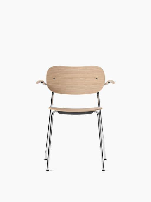 Co Dining Chair, with armrest, Chrome - Natural Oak