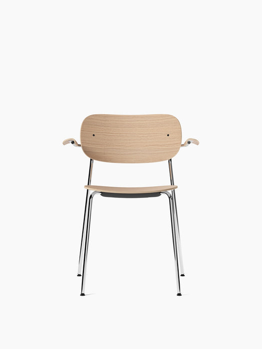 Co Dining Chair, with armrest, Chrome - Natural Oak