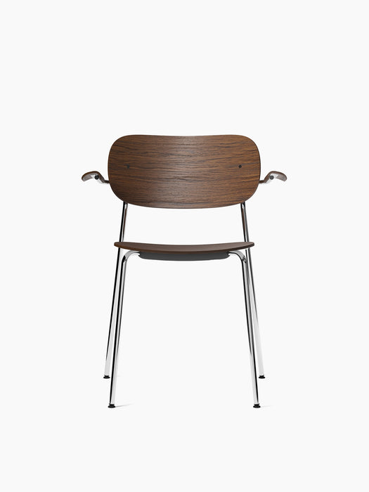 Co Dining Chair, with armrest, Chrome - Dark Stained Oak